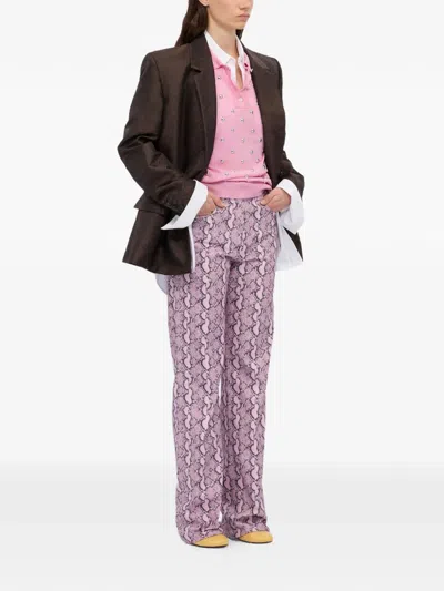 Msgm Studded Polo Shirt In Pink