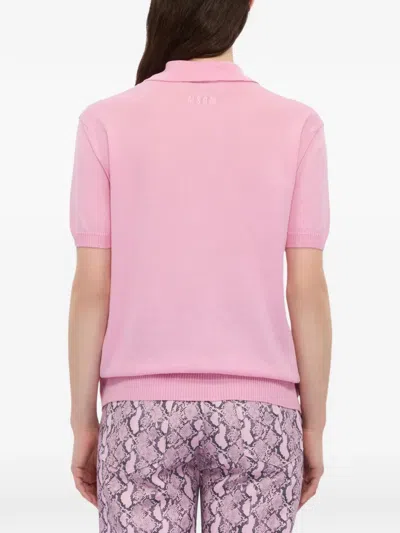 Msgm Studded Polo Shirt In Pink