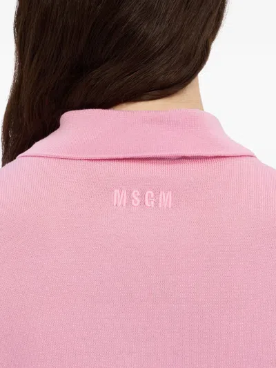 Msgm Studded Polo Shirt In Pink