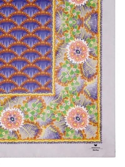 Weekend Max Mara Floral Patterned Scarf In Blue