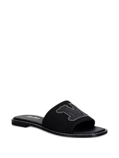 Max Mara Logo-appliqué Sandals In Black