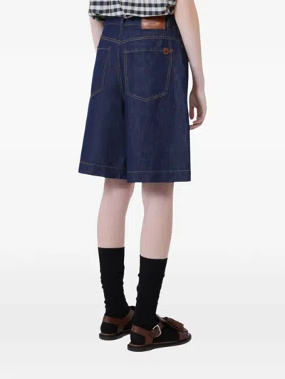 Weekend Max Mara Button Denim Shorts In Blue