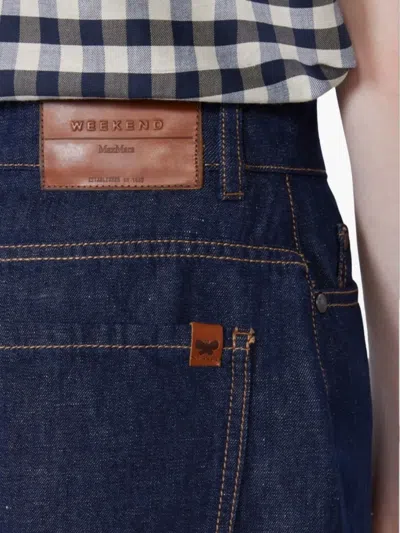 Weekend Max Mara Button Denim Shorts In Blue