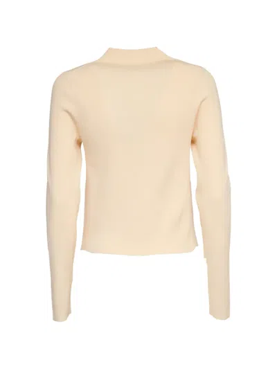 Victoria Beckham Mila Ribbed-knit Zip-up Top In Neutral