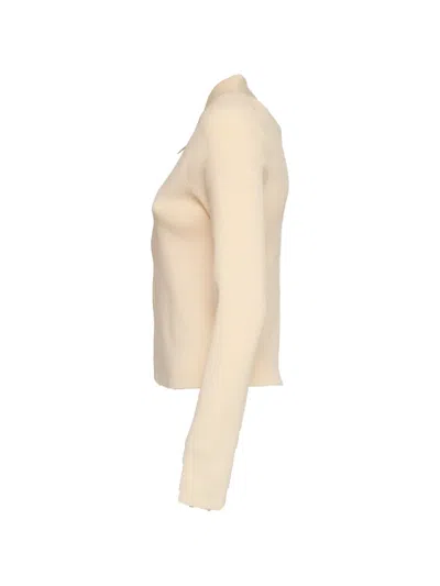 Victoria Beckham Mila Ribbed-knit Zip-up Top In Neutral
