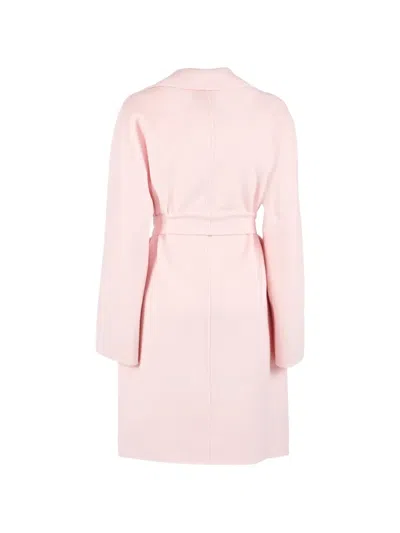 Max Mara Belted Coat In Pink