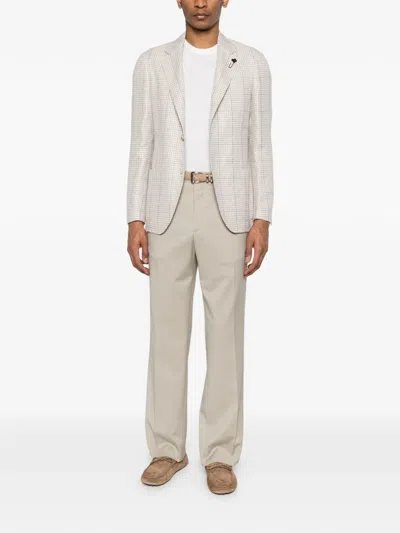 Lardini Single-breasted Checked Blazer In Neutral