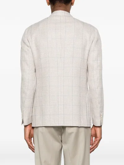 Lardini Single-breasted Checked Blazer In Neutral