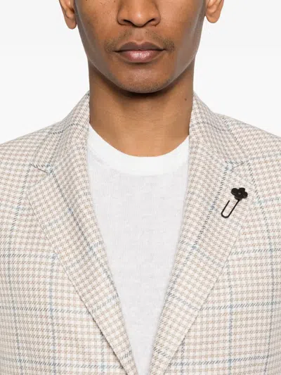 Lardini Single-breasted Checked Blazer In Neutral