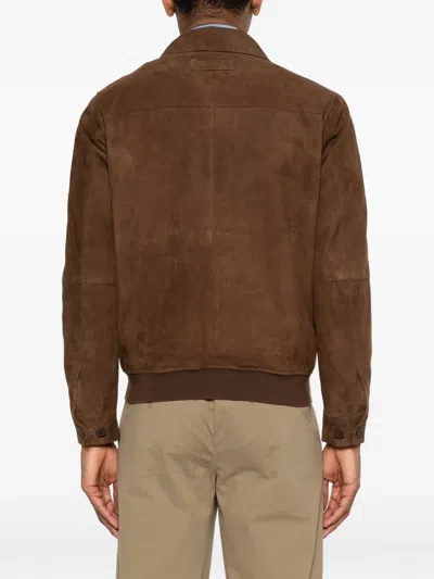 Bully Zip-up Suede Jacket In Brown