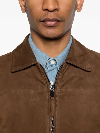 Bully Zip-up Suede Jacket In Brown