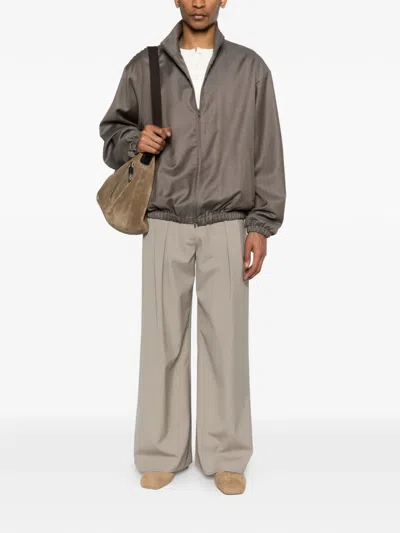 Ssstein Zip-up Wool Jacket In Brown