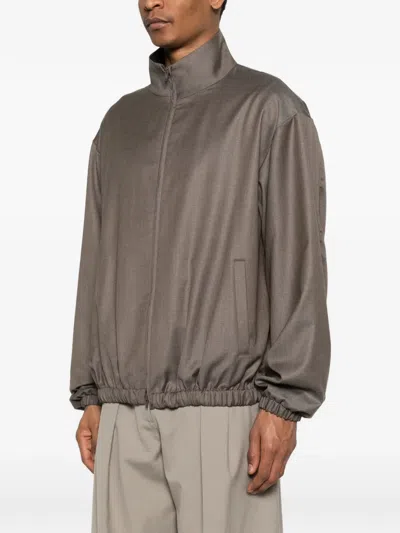 Ssstein Zip-up Wool Jacket In Brown