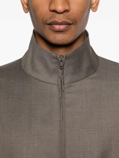 Ssstein Zip-up Wool Jacket In Brown
