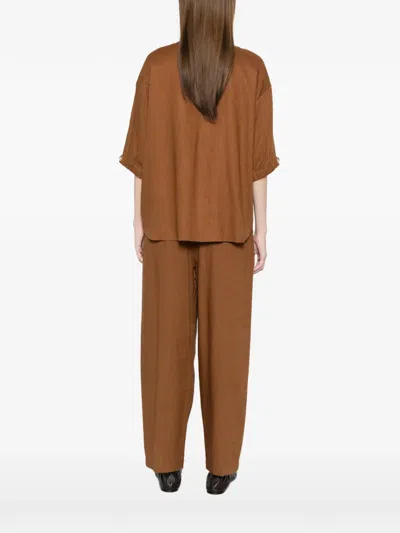 Herno Elasticated-sleeves Shirt In Brown