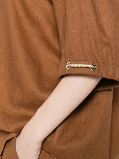Herno Elasticated-sleeves Shirt In Brown