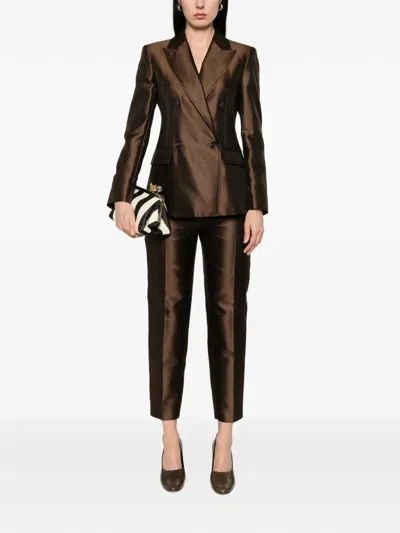 Max Mara Double-breasted Blazer In Brown