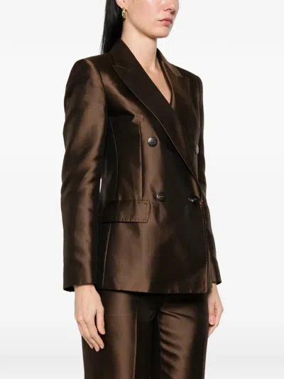 Max Mara Double-breasted Blazer In Brown