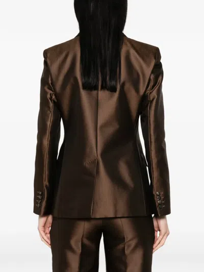 Max Mara Double-breasted Blazer In Brown