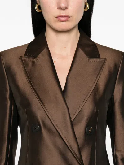 Max Mara Double-breasted Blazer In Brown