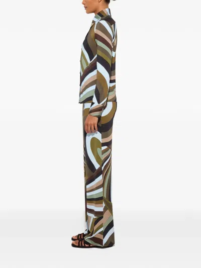 Pucci Iride Print Long-sleeved Shirt In Green