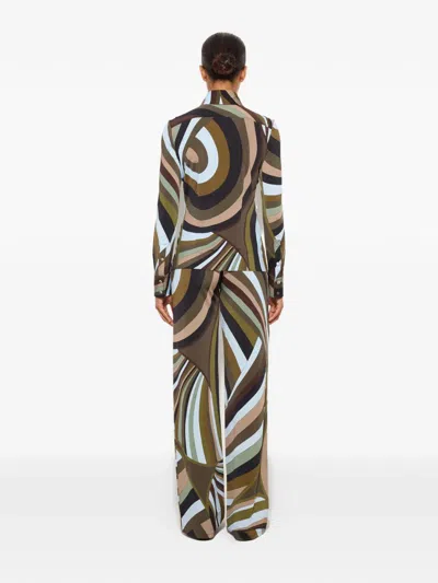 Pucci Iride Print Long-sleeved Shirt In Green
