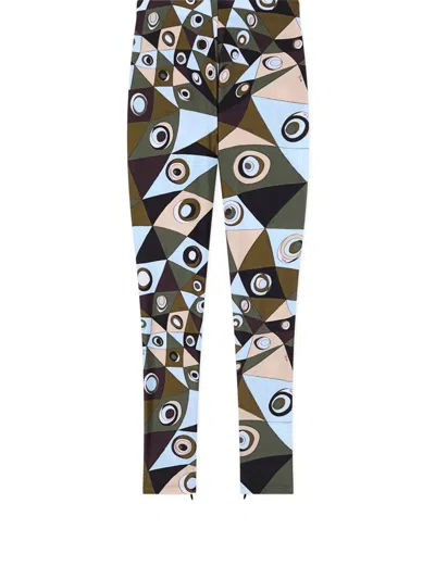Pucci Polyamide Leggings Geometric Pattern High Waist In Green