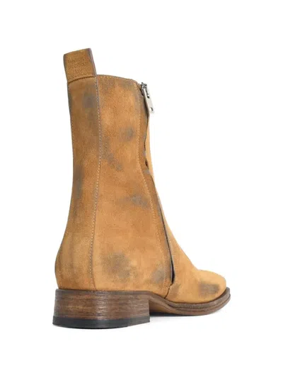 Acne Studios Distressed Suede Ankle Boots In Neutral