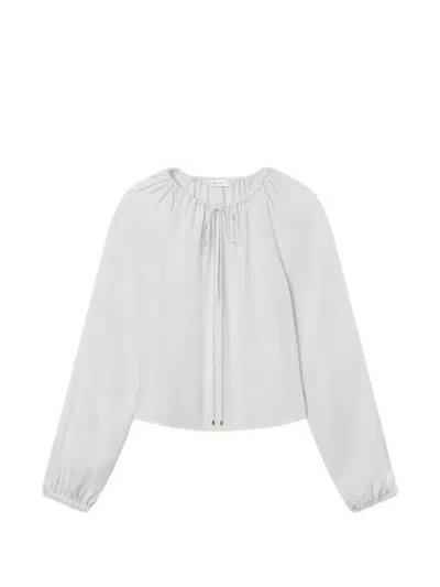 Frame Drawstring Gathered Top In White
