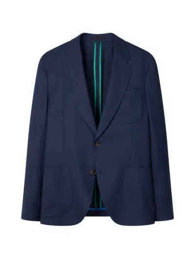 Paul Smith Buttoned Patch-pocket Blazer In Blue