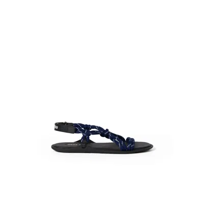 Miu Miu Riviere Cord And Leather Sandals In Baltic Blue