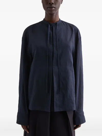 Jil Sander Plastron-drawstring Blouse In Blue