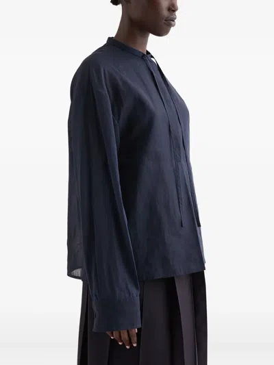 Jil Sander Plastron-drawstring Blouse In Blue