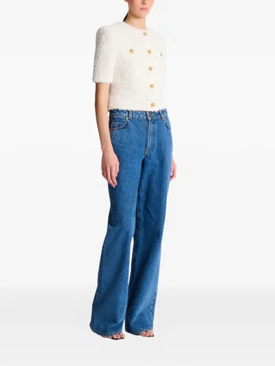 Balmain Cardigan Tweed Plumetis Sweaters And Cardigans White In White