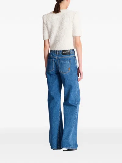 Balmain Cardigan Tweed Plumetis Sweaters And Cardigans White In White