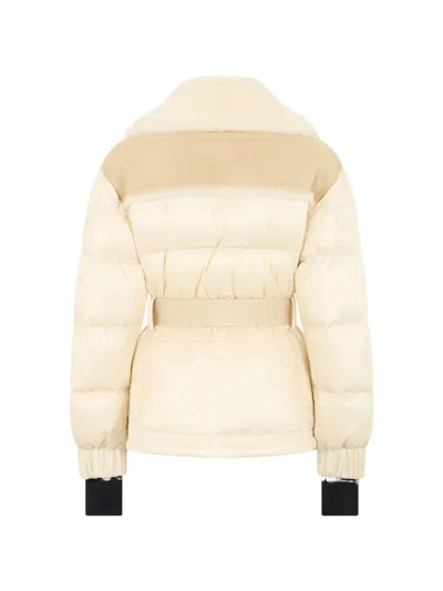 Moncler Shearling Belted Jacket In Neutral