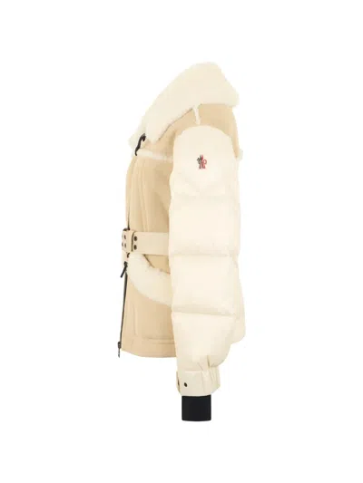Moncler Shearling Belted Jacket In Neutral