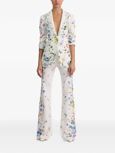 Alice And Olivia Breann Long Fitted Blazer In White