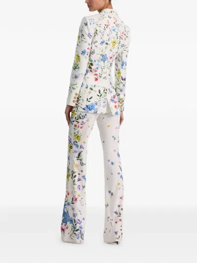 Alice And Olivia Breann Long Fitted Blazer In White