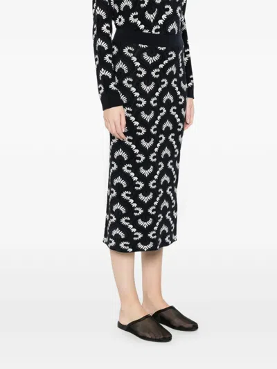 Max Mara Patterned Midi Skirt In Black