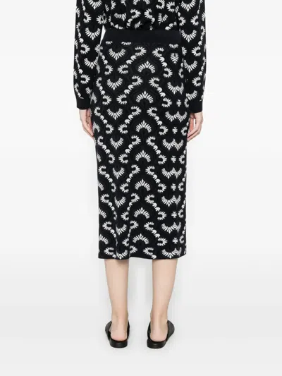 Max Mara Patterned Midi Skirt In Black