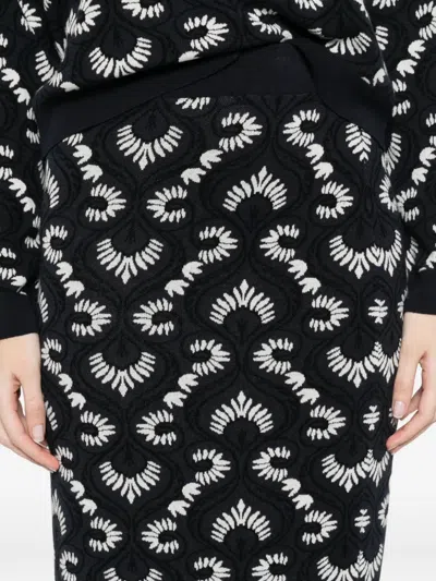 Max Mara Patterned Midi Skirt In Black