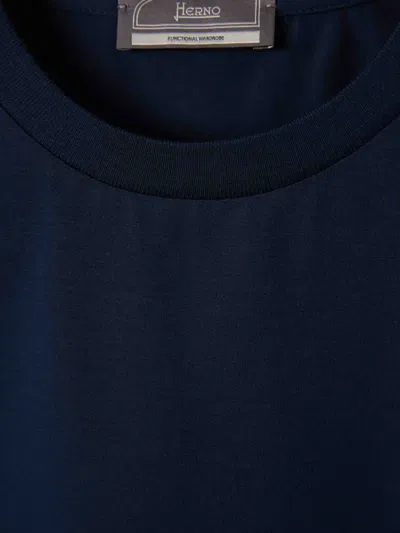 Herno Knit Effect Jersey T-shirt In Blue