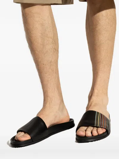Paul Smith Stripe Band Slides In Black