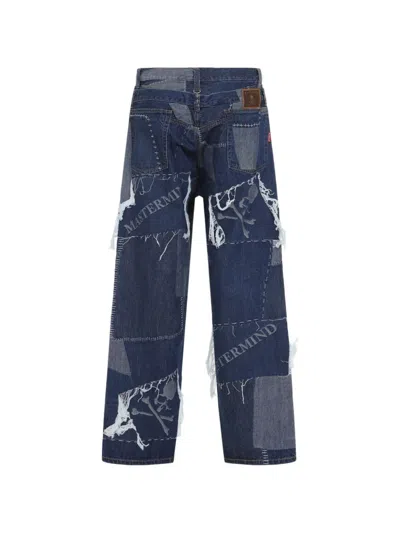 Mastermind Japan Mastermind World Patchwork Jacquard Straight Denim Pants In Blue