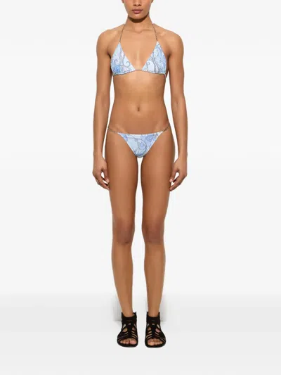Pucci Orchidee-print Bikini Bottoms In Blue