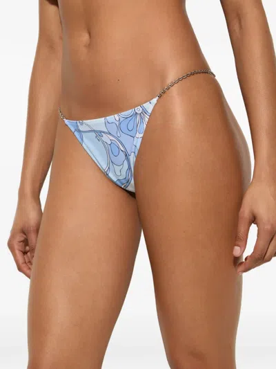 Pucci Orchidee-print Bikini Bottoms In Blue