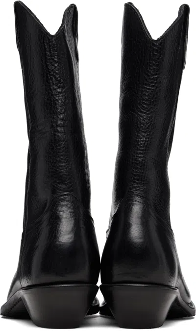 Our Legacy Leather Western Boots Pointed Toe Pull Tabs In Black