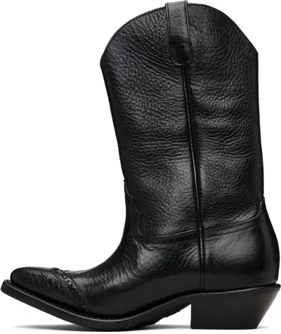 Our Legacy Leather Western Boots Pointed Toe Pull Tabs In Black