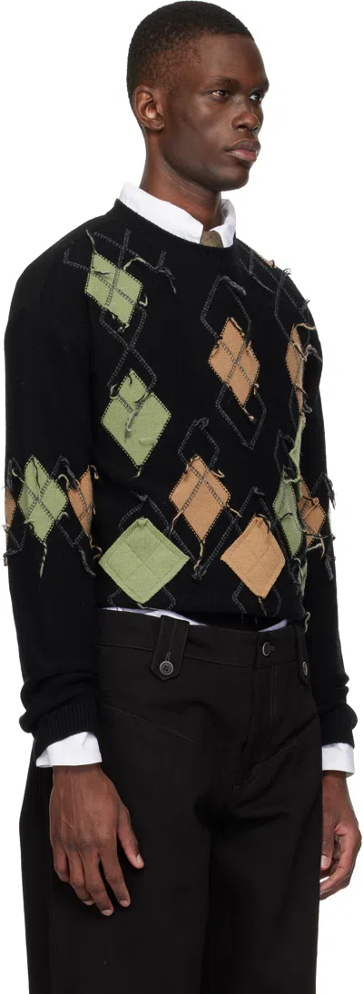 Andersson Bell Diamond-patterned Crew Neck Sweater In Black
